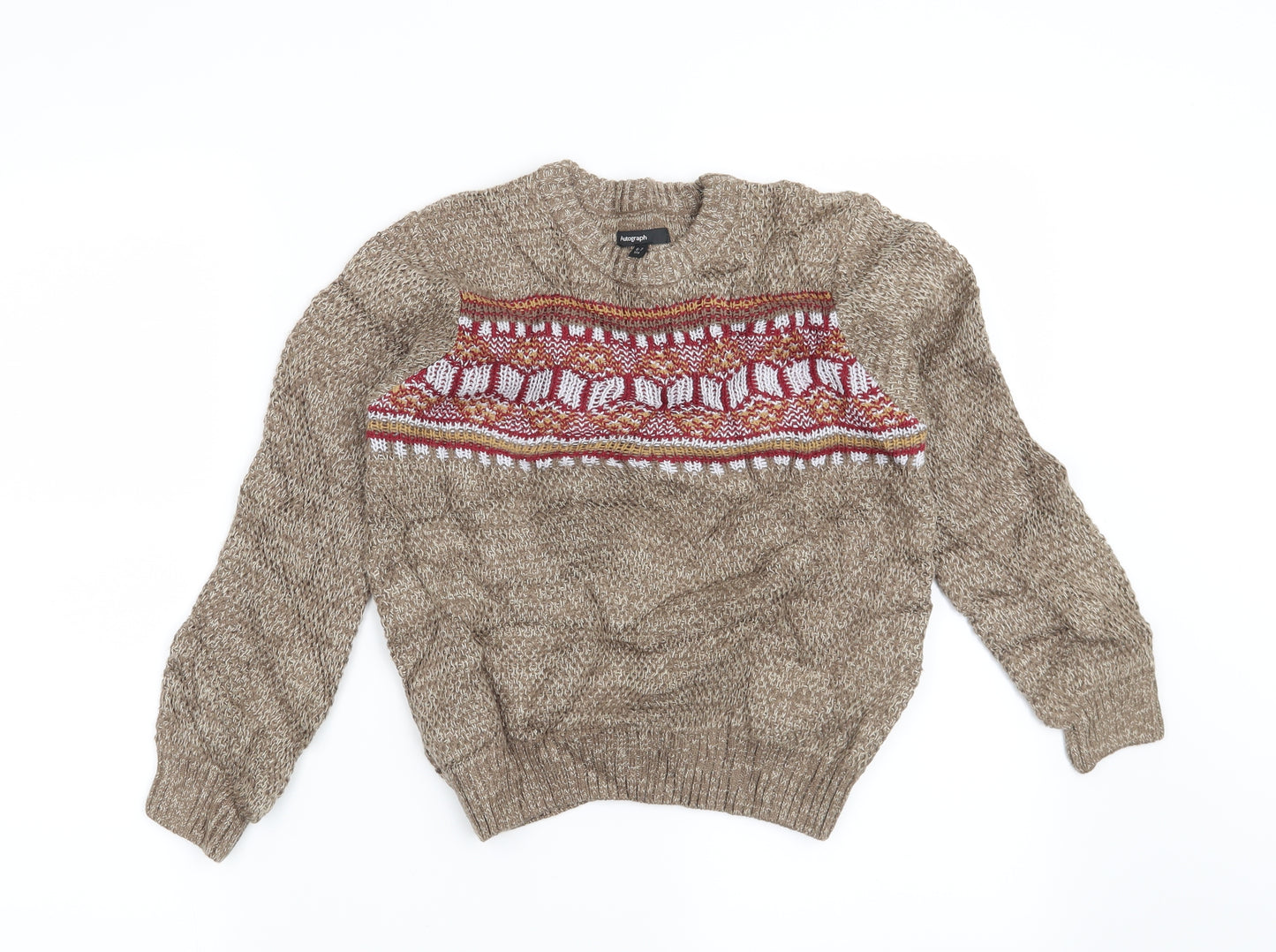 Autograph Boys Brown Striped  Pullover Jumper Size 6-7 Years