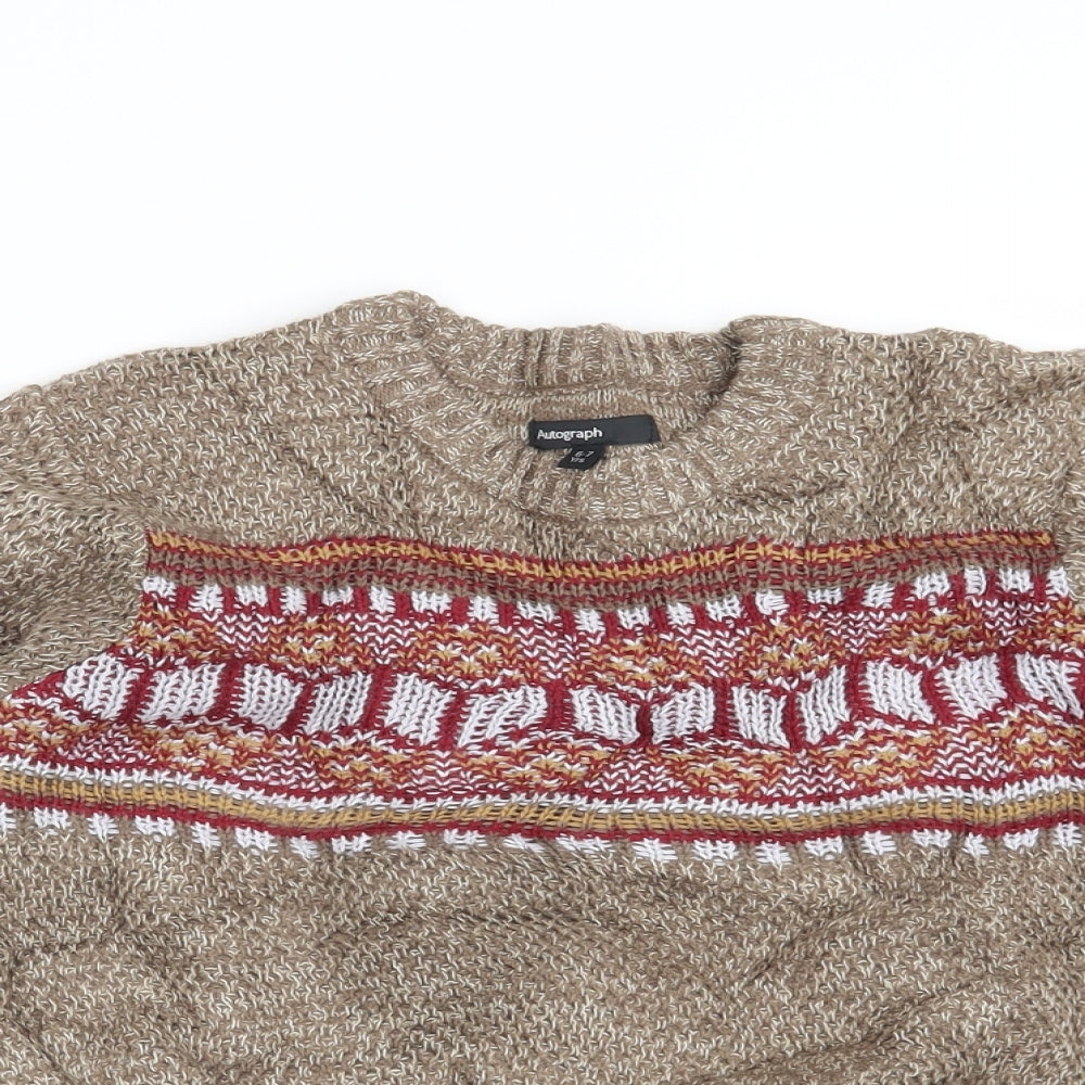 Autograph Boys Brown Striped  Pullover Jumper Size 6-7 Years