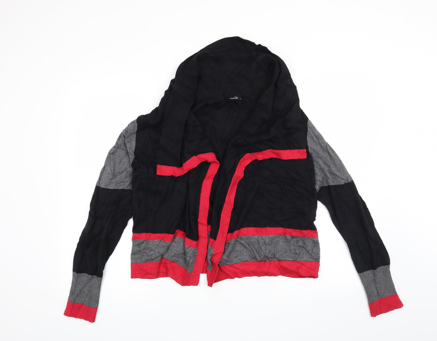 M&Co Womens Black Striped  Cardigan Jumper Size M