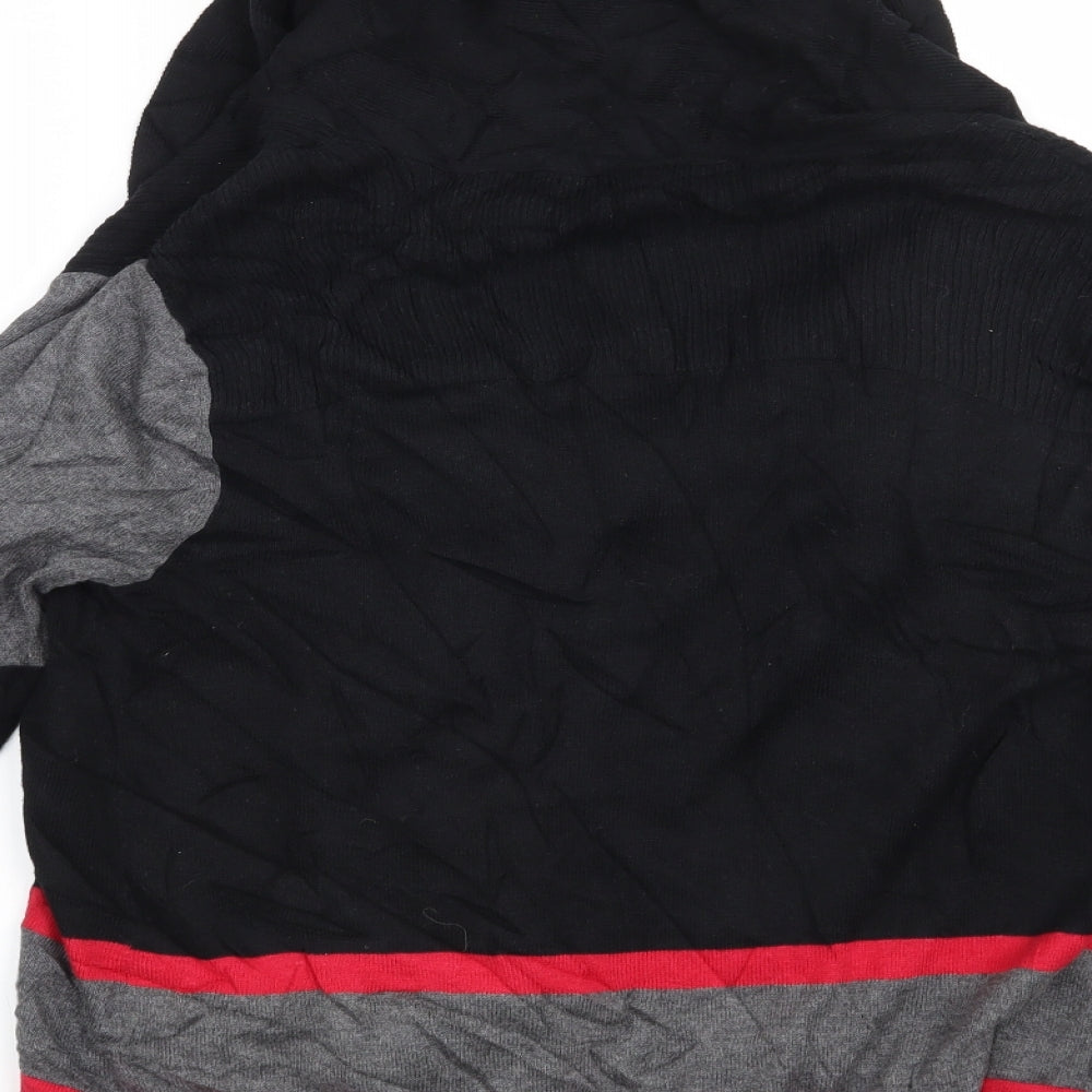 M&Co Womens Black Striped  Cardigan Jumper Size M