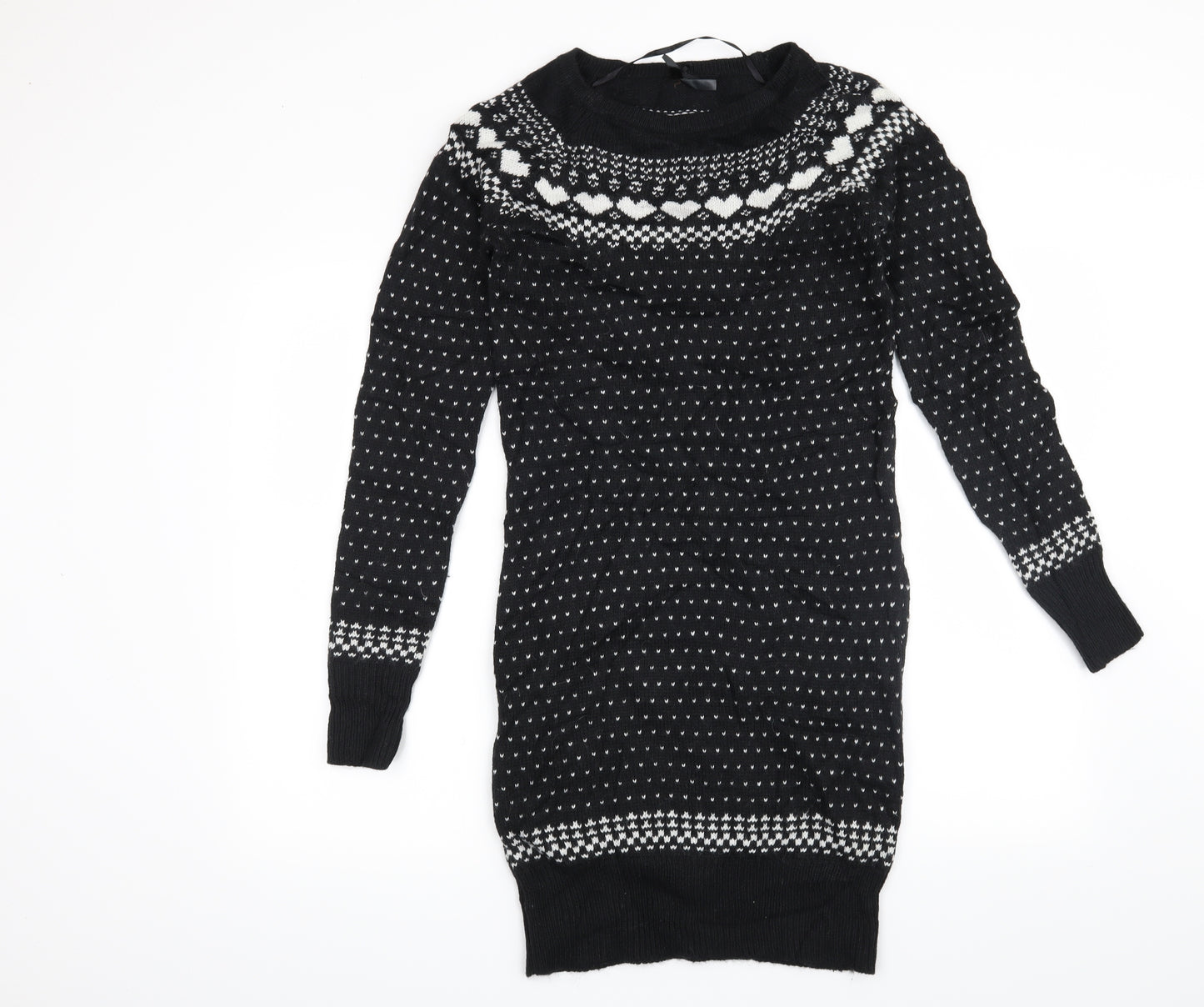 Atmosphere Womens Black Fair Isle  Jumper Dress  Size 10