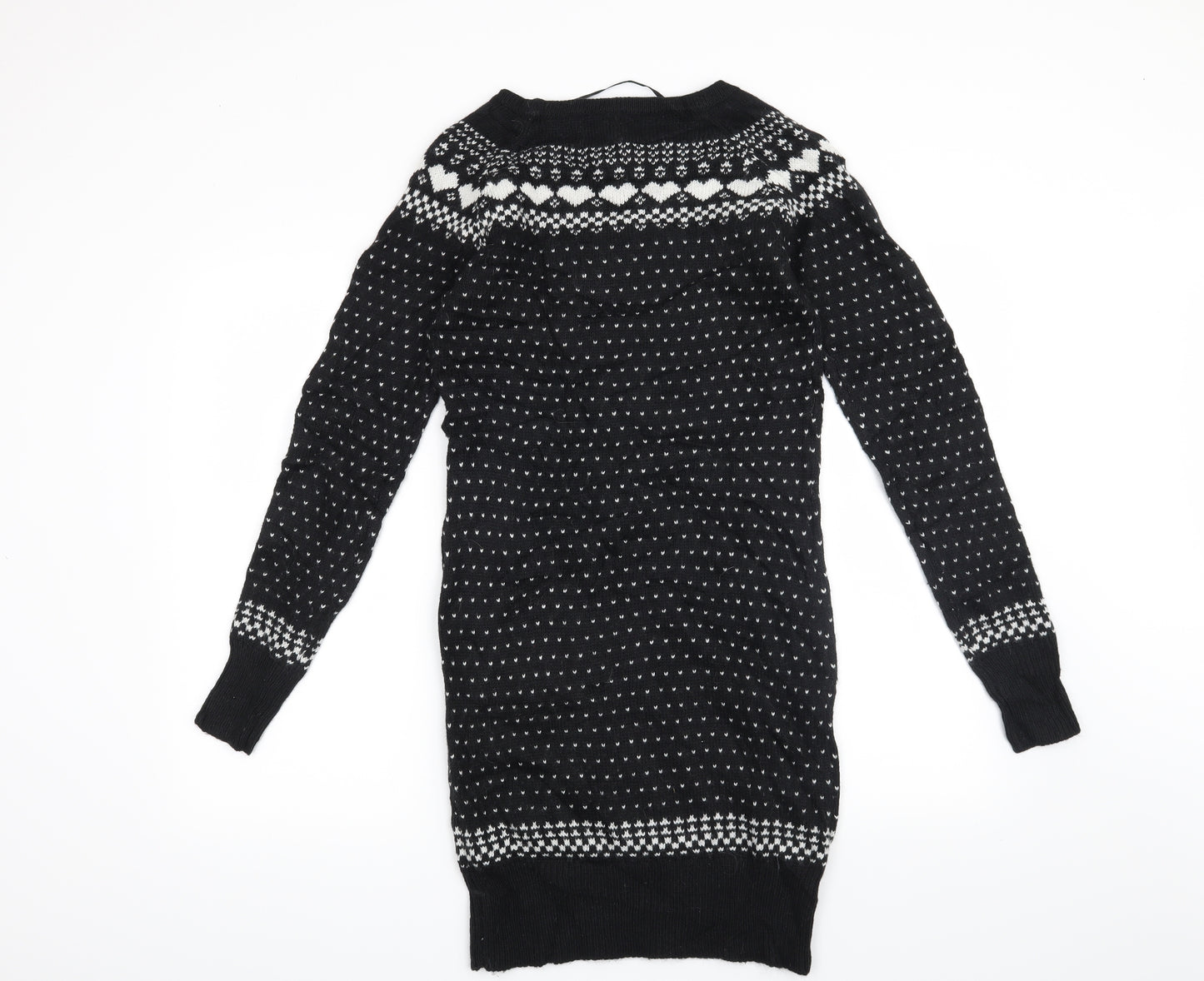 Atmosphere Womens Black Fair Isle  Jumper Dress  Size 10