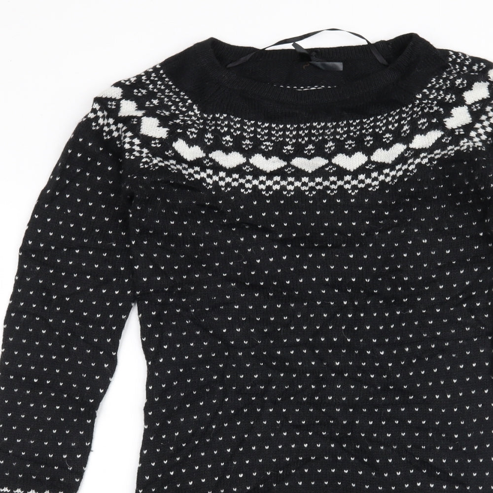 Atmosphere Womens Black Fair Isle  Jumper Dress  Size 10