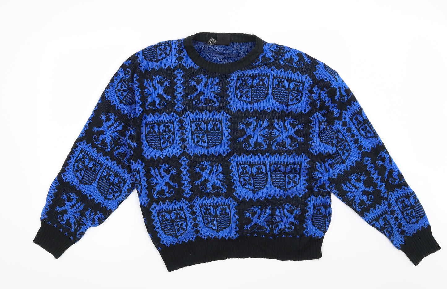 Preworn Mens Black Geometric  Pullover Jumper Size L