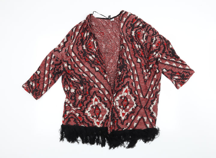 H&M Womens Red Geometric Cardigan Jumper Size S