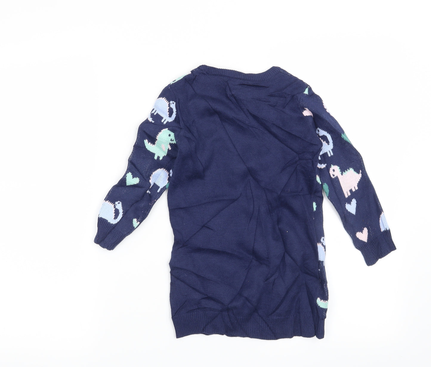 George Girls Blue   Pullover Jumper Size 2-3 Years  - Dinosaur