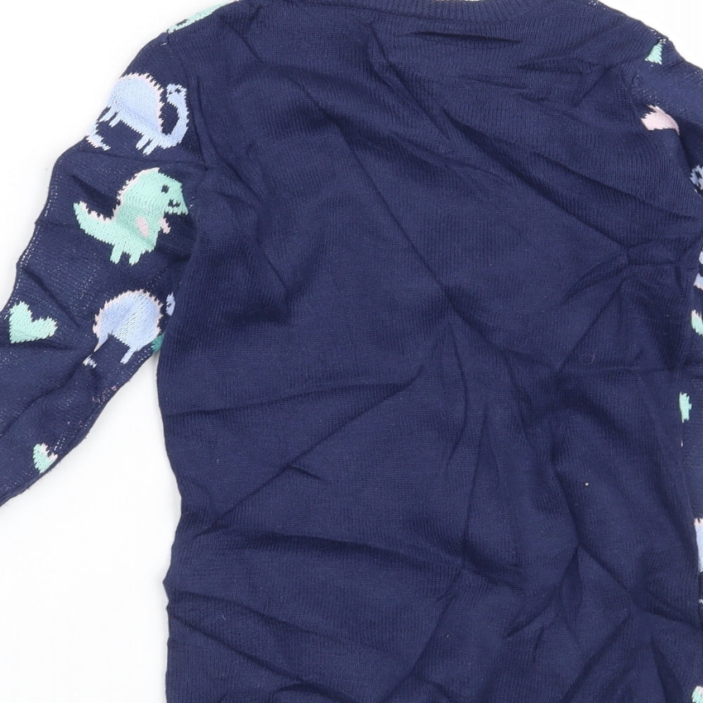George Girls Blue   Pullover Jumper Size 2-3 Years  - Dinosaur