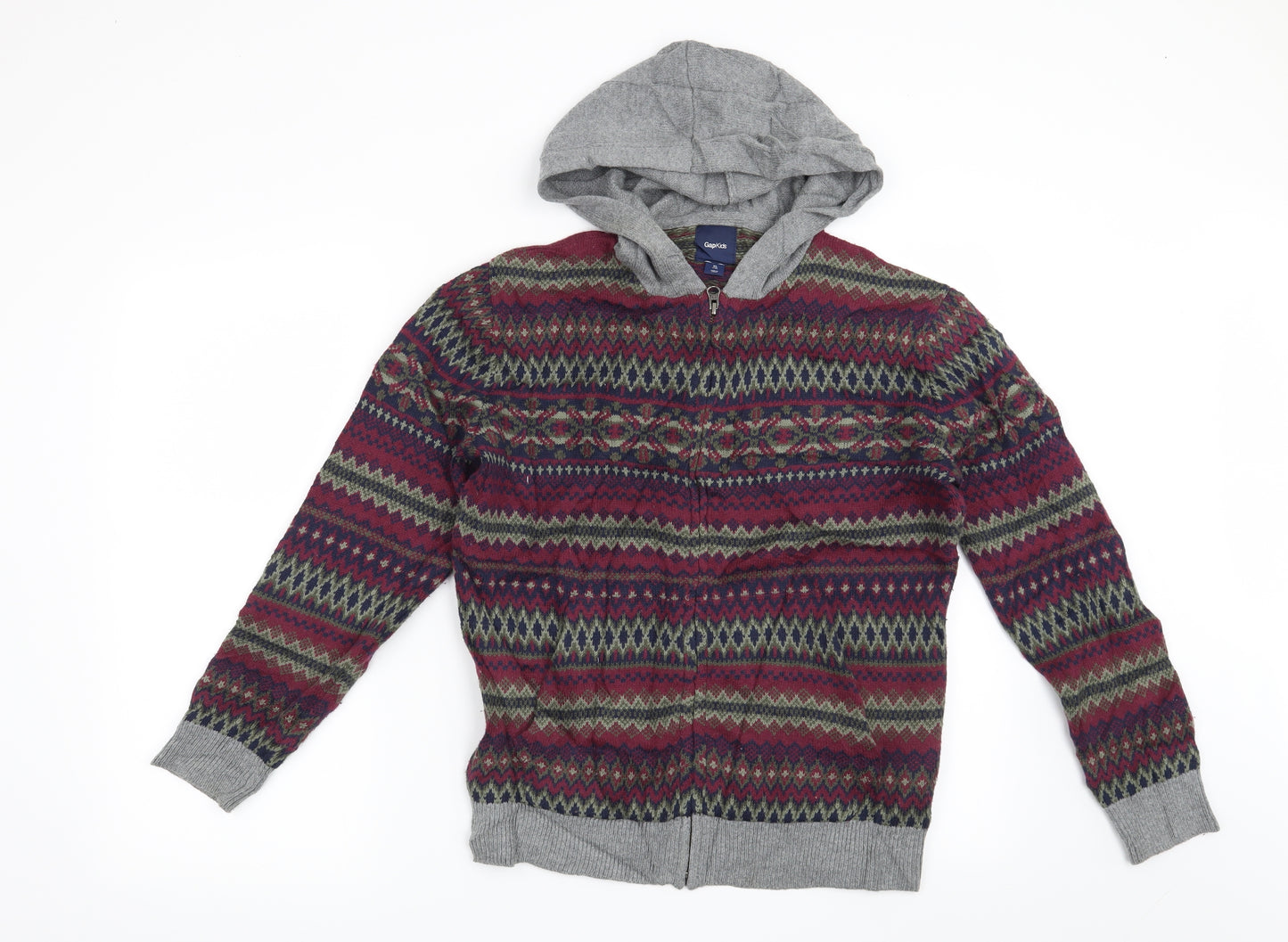 Gap Boys Red Geometric  Cardigan Jumper Size 12 Years