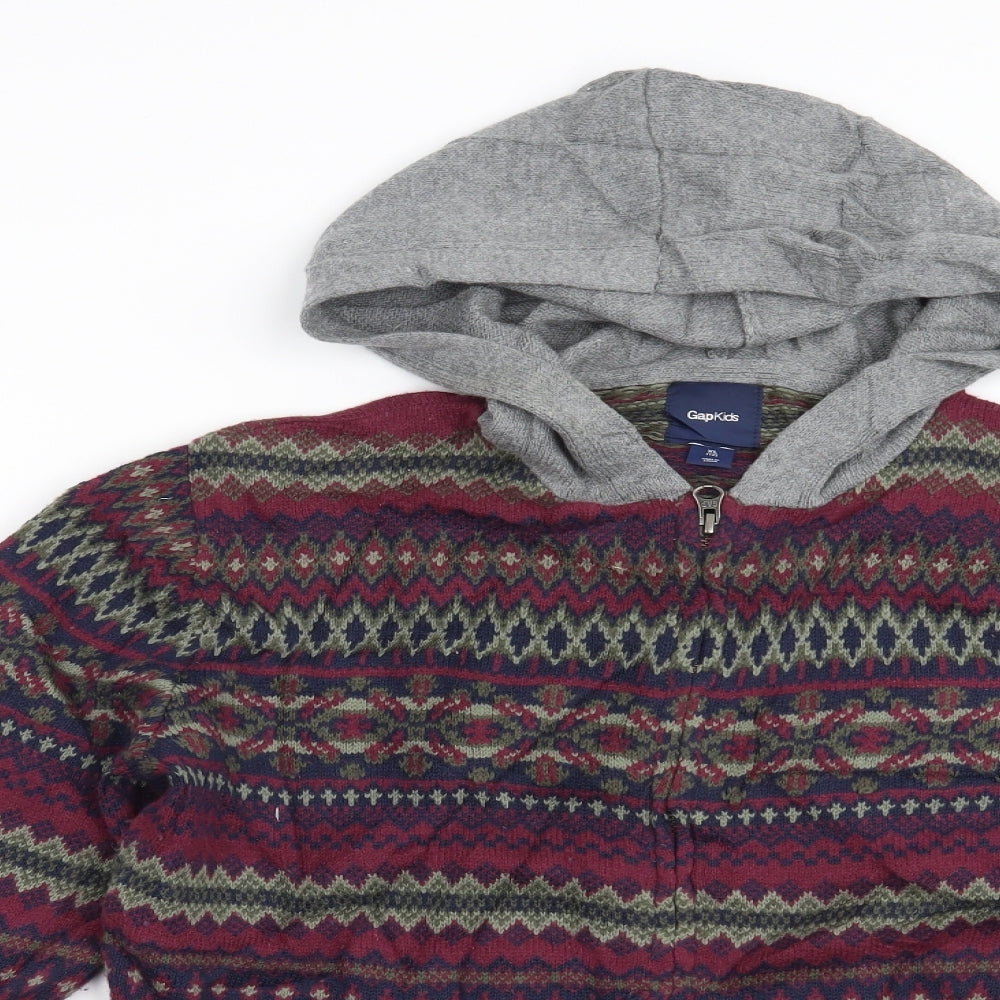 Gap Boys Red Geometric  Cardigan Jumper Size 12 Years
