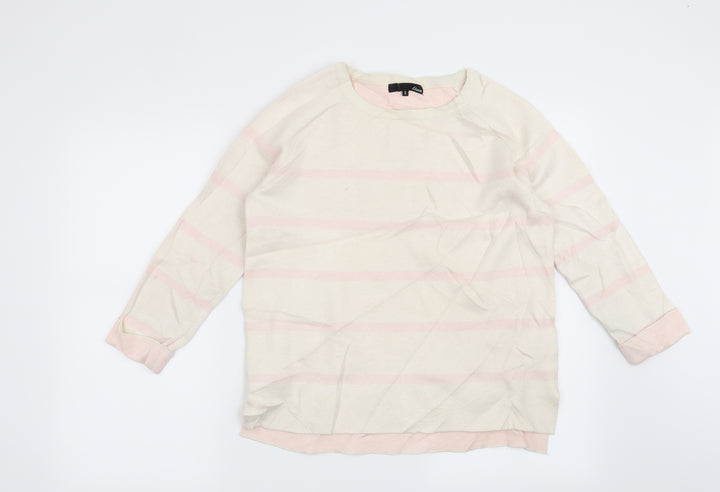 Etam Womens Beige Striped  Pullover Jumper Size S