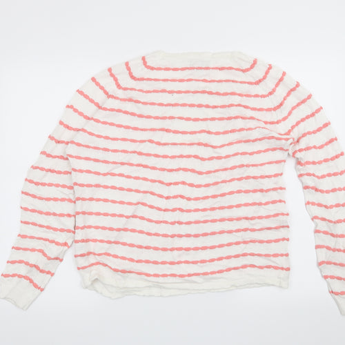Soon Womens White Striped  Pullover Jumper Size 14