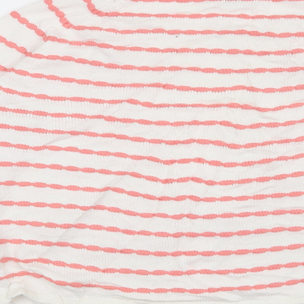 Soon Womens White Striped  Pullover Jumper Size 14