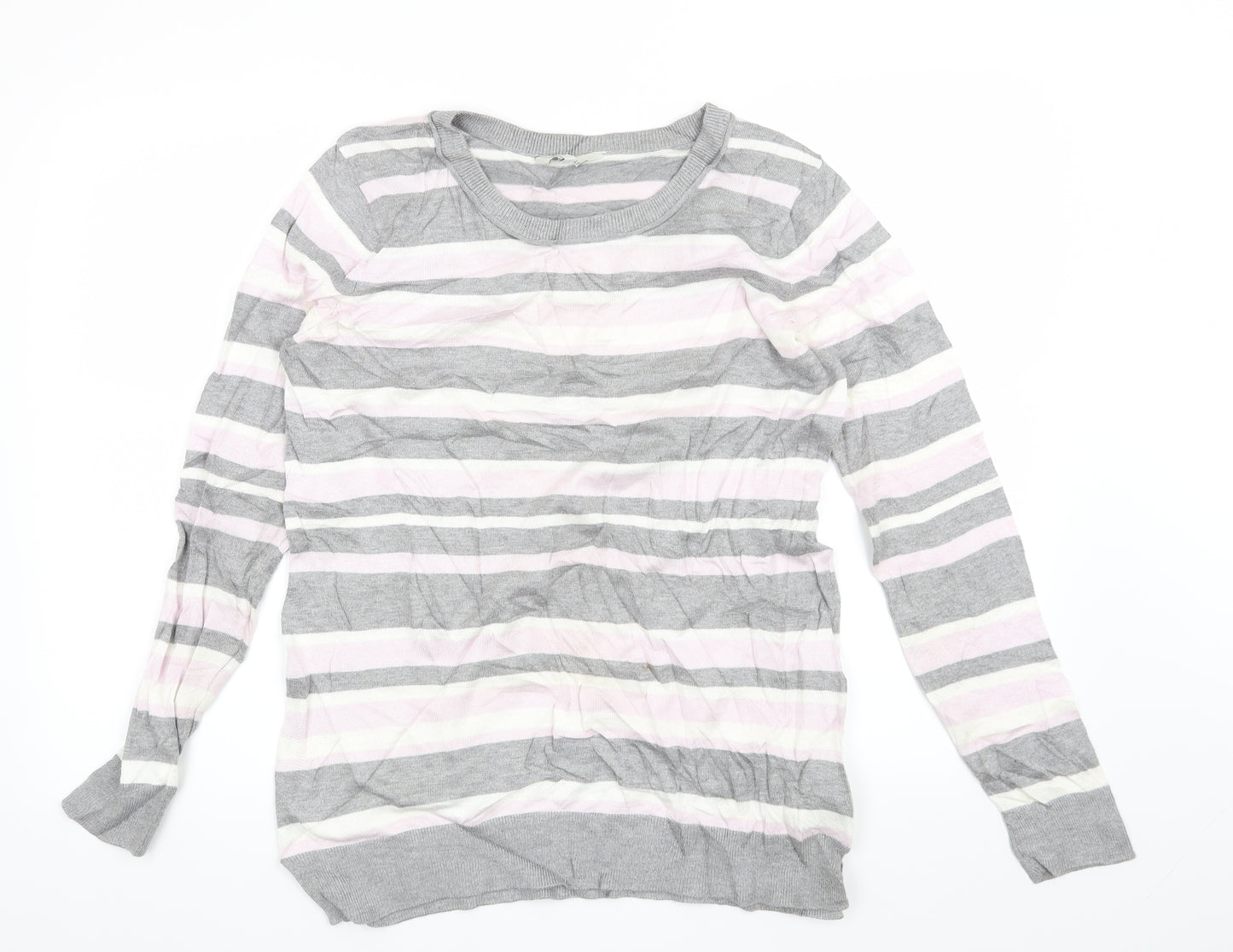 Peacocks Womens Grey Striped  Pullover Jumper Size 14
