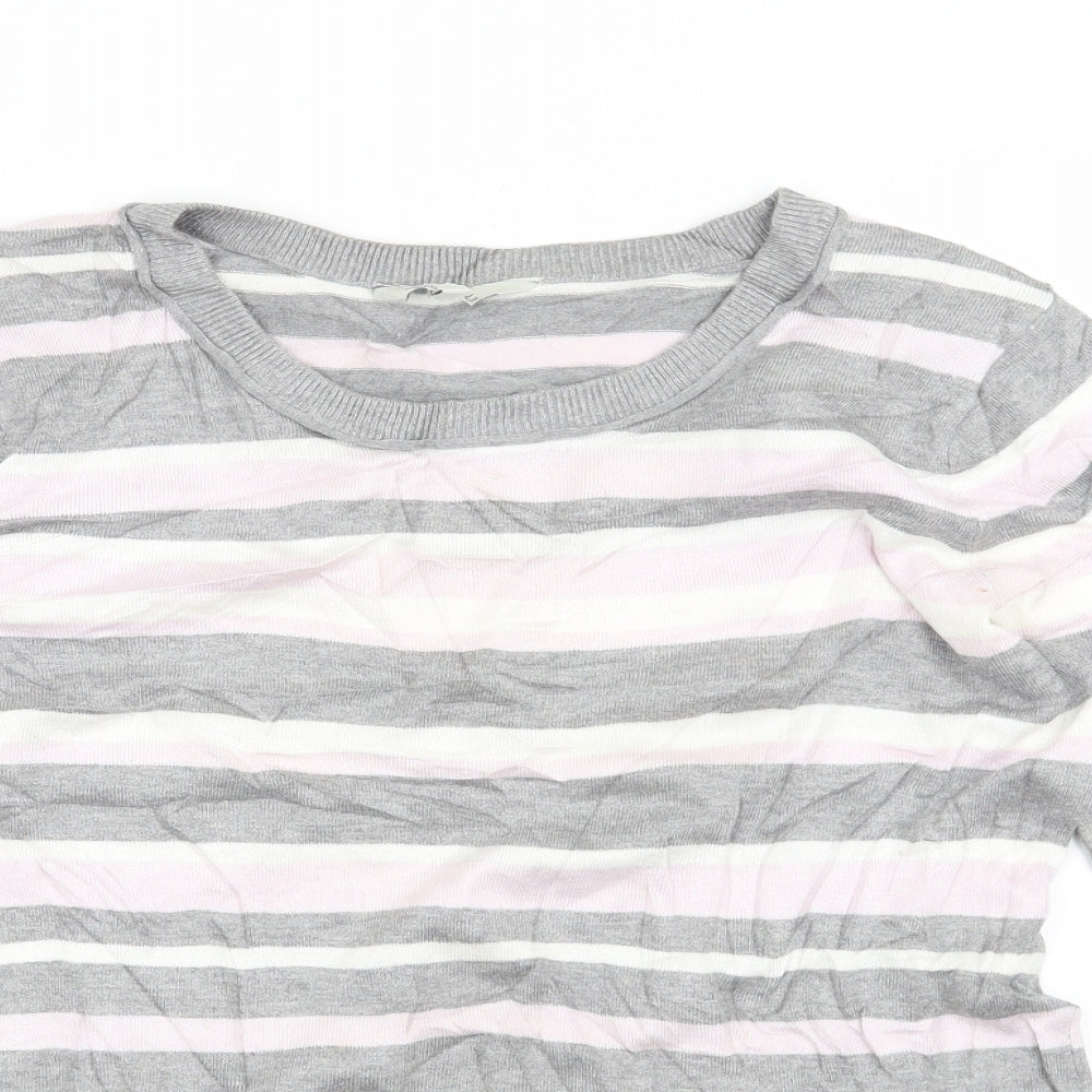 Peacocks Womens Grey Striped  Pullover Jumper Size 14