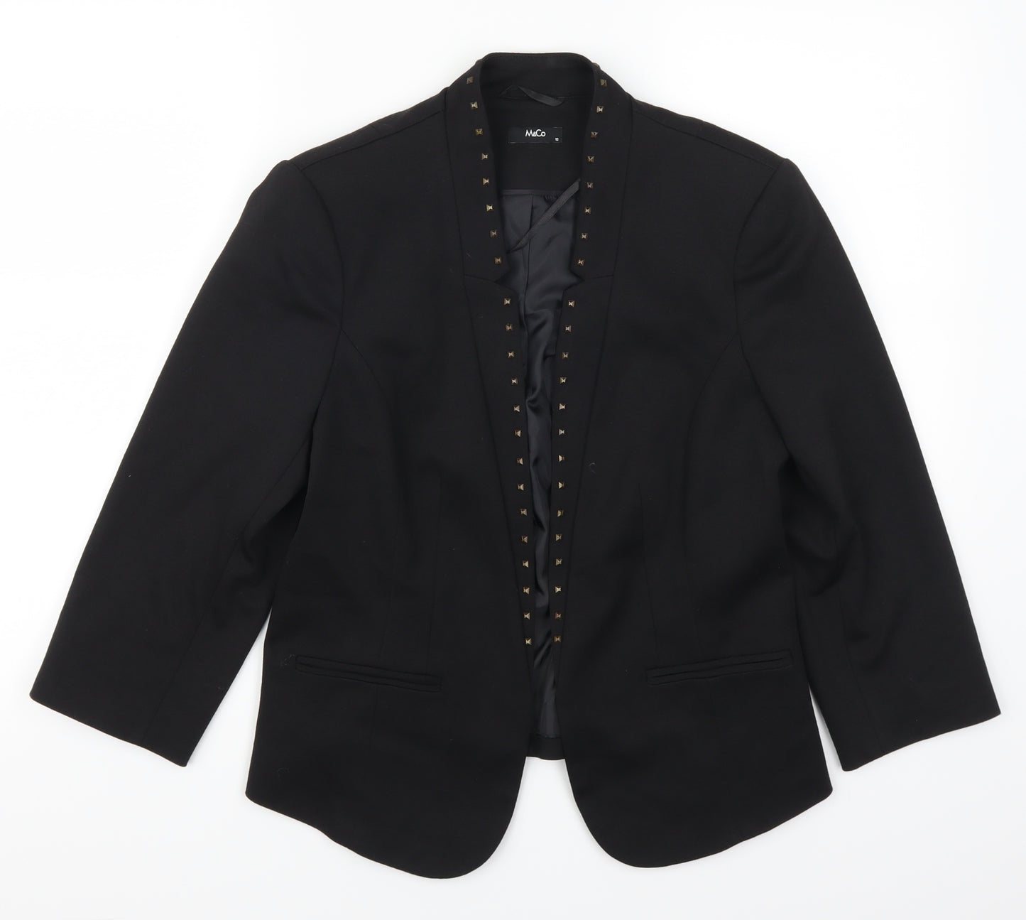 M&Co Womens Black   Jacket Suit Jacket Size 12  - Studded