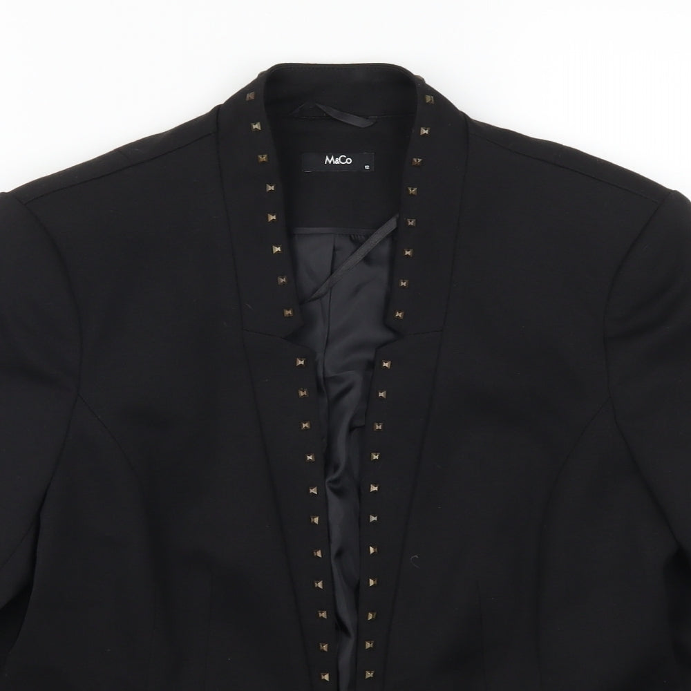 M&Co Womens Black   Jacket Suit Jacket Size 12  - Studded