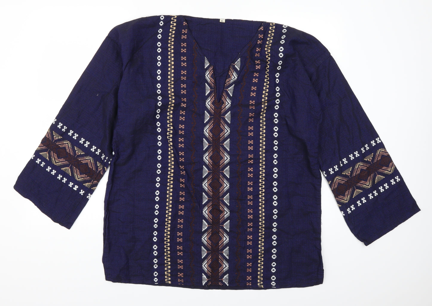 Preworn Mens Blue Geometric   T-Shirt Size L