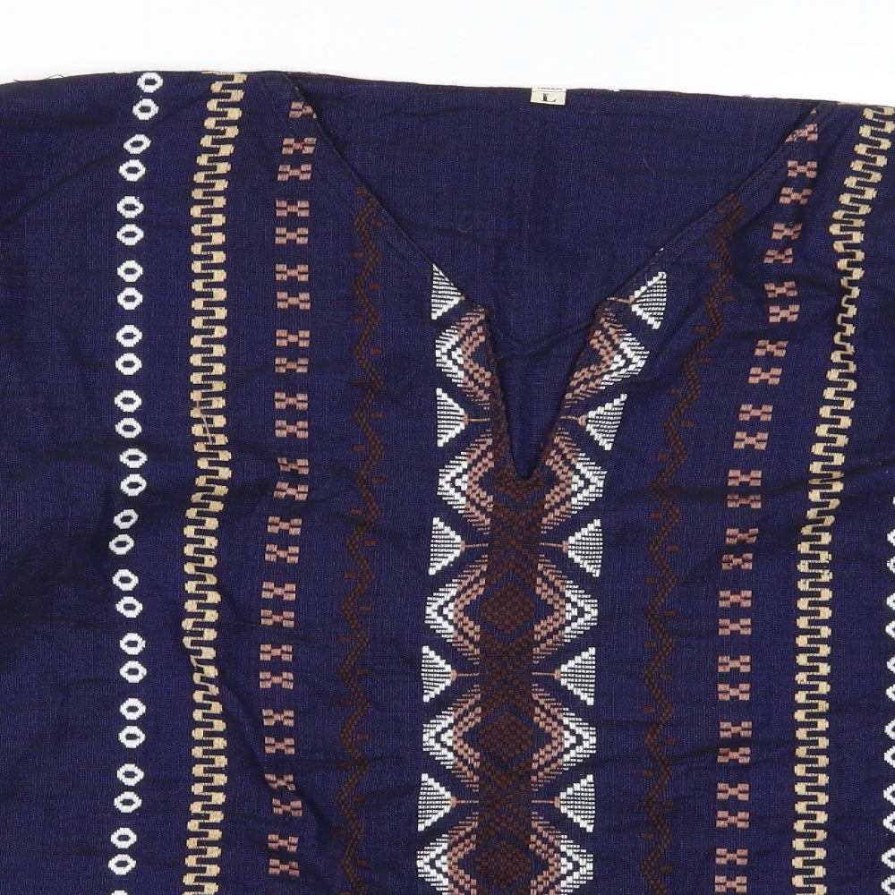 Preworn Mens Blue Geometric   T-Shirt Size L