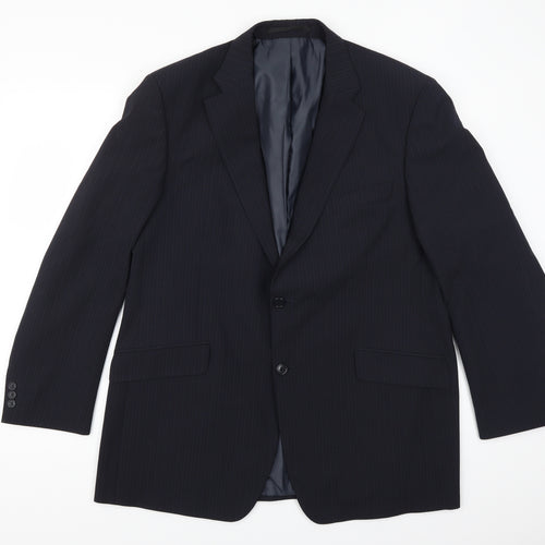 Preworn Mens Blue Striped  Jacket Suit Jacket Size 44