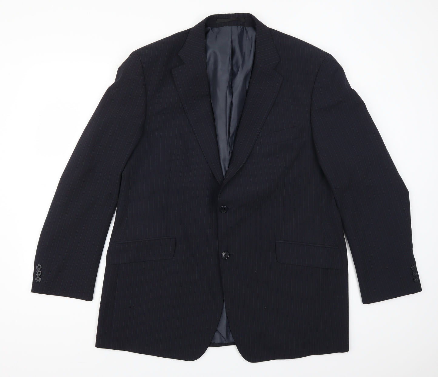 Preworn Mens Blue Striped  Jacket Suit Jacket Size 44