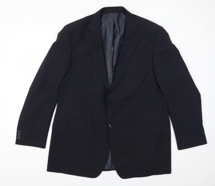 Preworn Mens Blue Striped  Jacket Suit Jacket Size 44