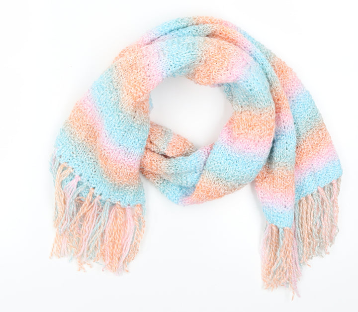 Preworn Womens Blue Striped   Scarf   - Pink and Orange