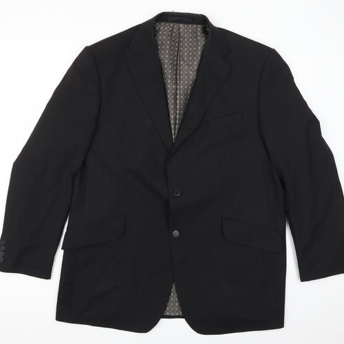 Impressions Mens Black Striped  Jacket Suit Jacket Size 44