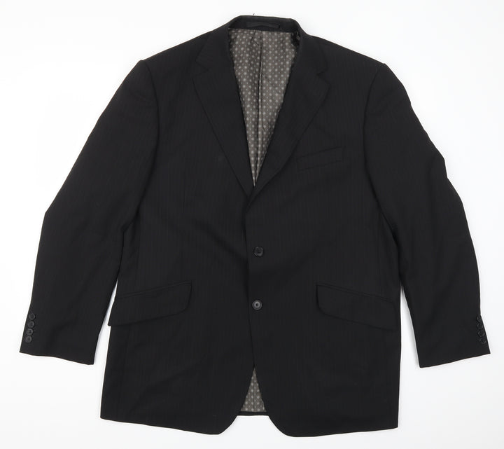 Impressions Mens Black Striped Jacket Suit Jacket Size 44