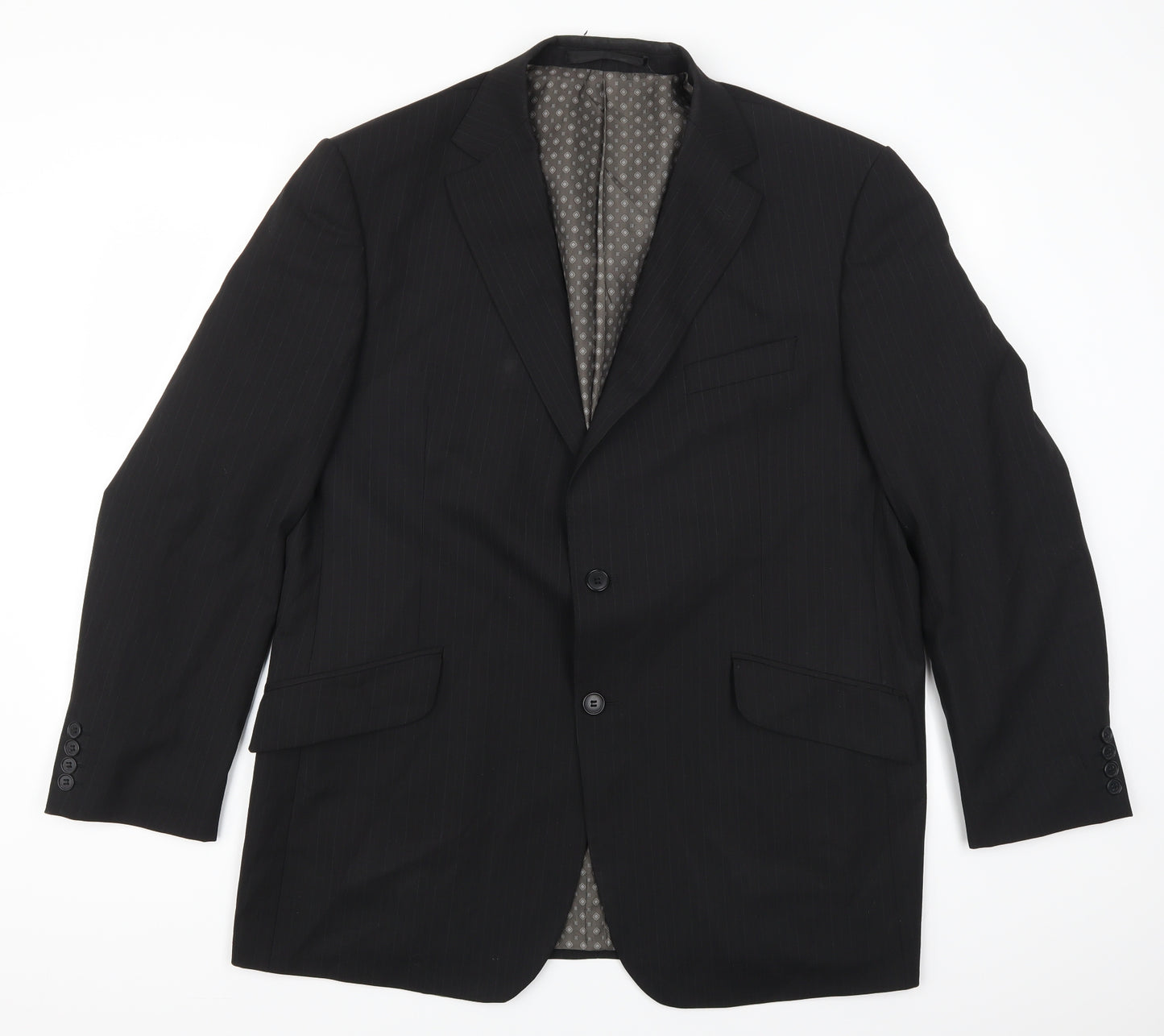 Impressions Mens Black Striped  Jacket Suit Jacket Size 44
