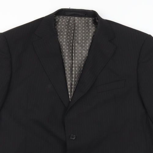 Impressions Mens Black Striped  Jacket Suit Jacket Size 44
