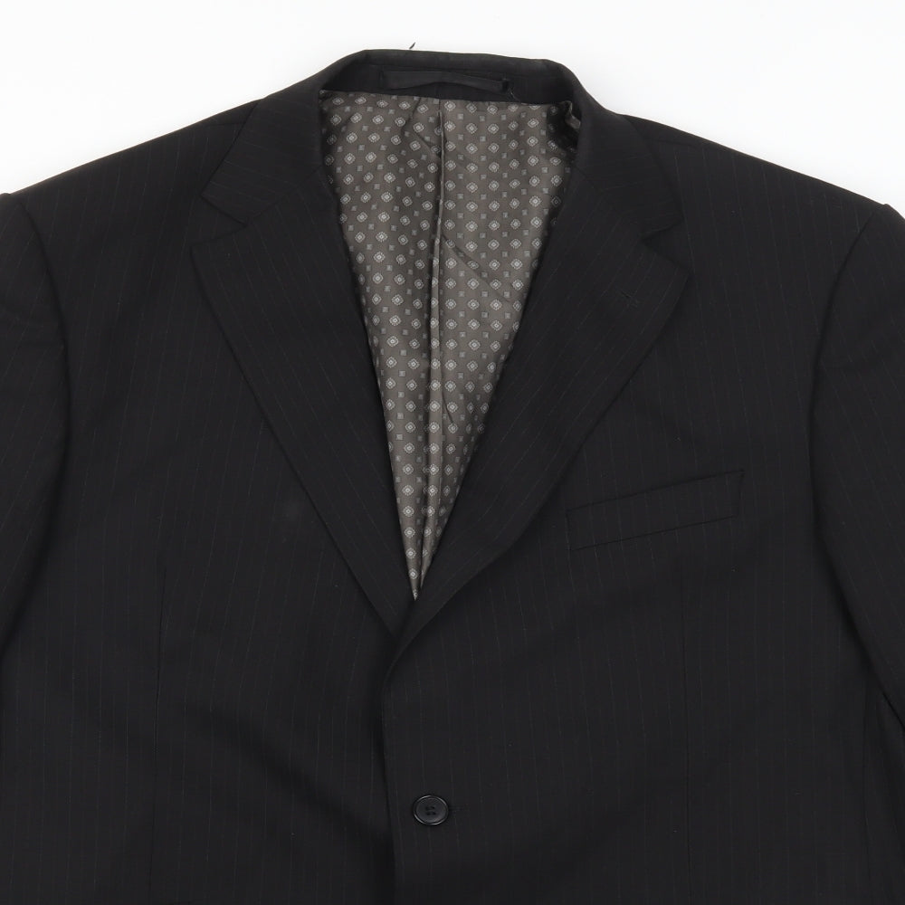 Impressions Mens Black Striped  Jacket Suit Jacket Size 44