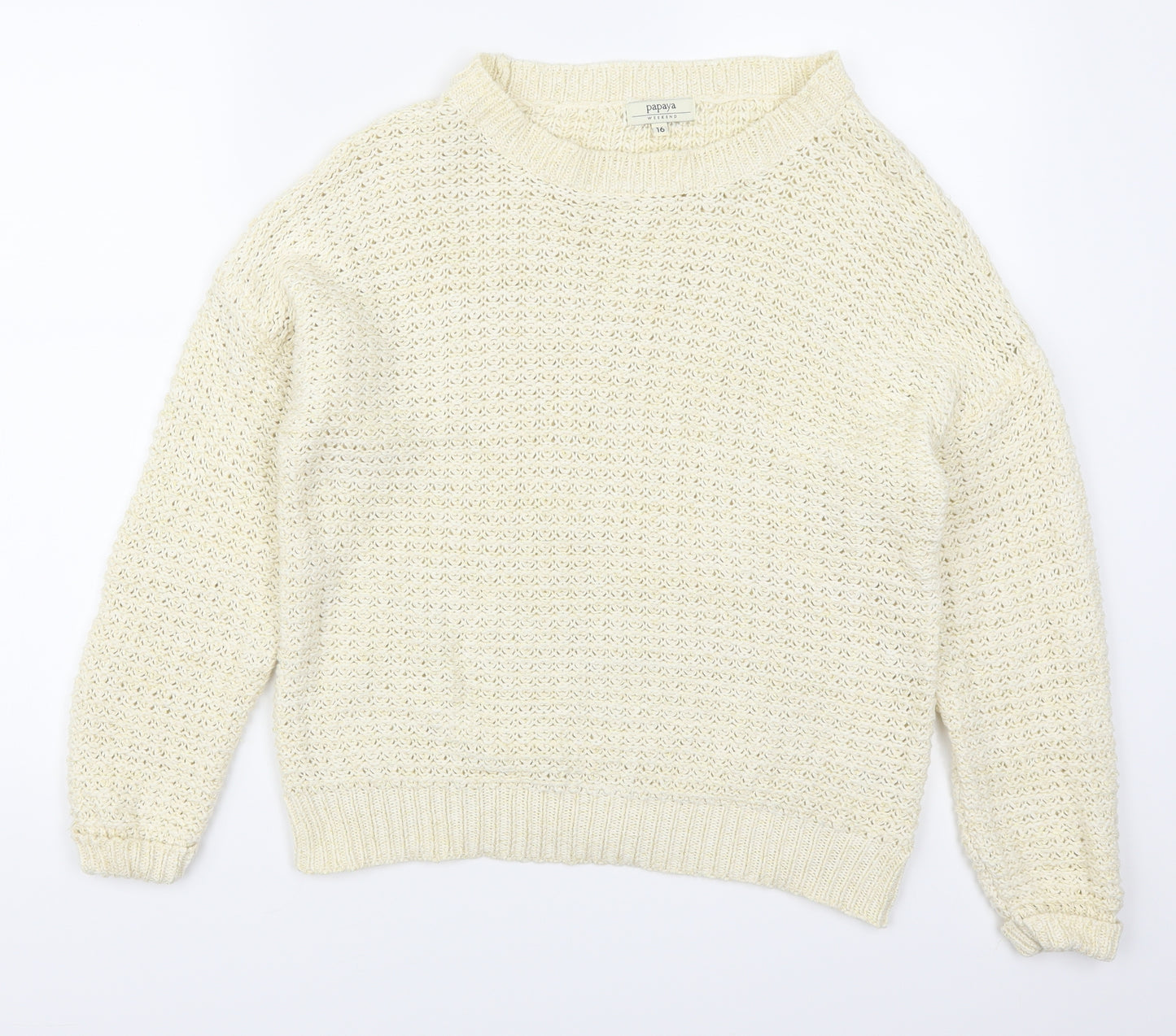Papaya Womens Beige   Pullover Jumper Size 16  - Cream