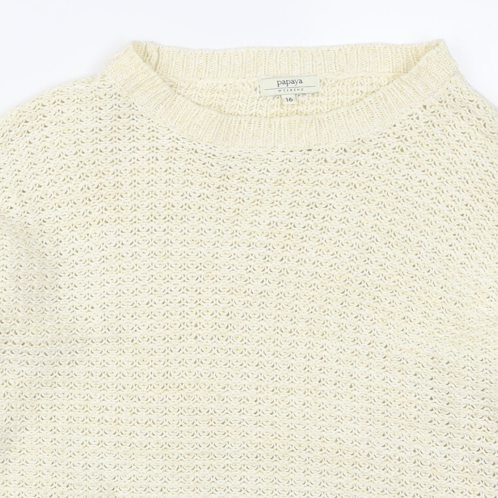 Papaya Womens Beige   Pullover Jumper Size 16  - Cream