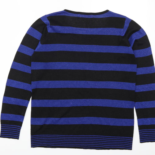 Isle Womens Blue Striped  Pullover Jumper Size 14