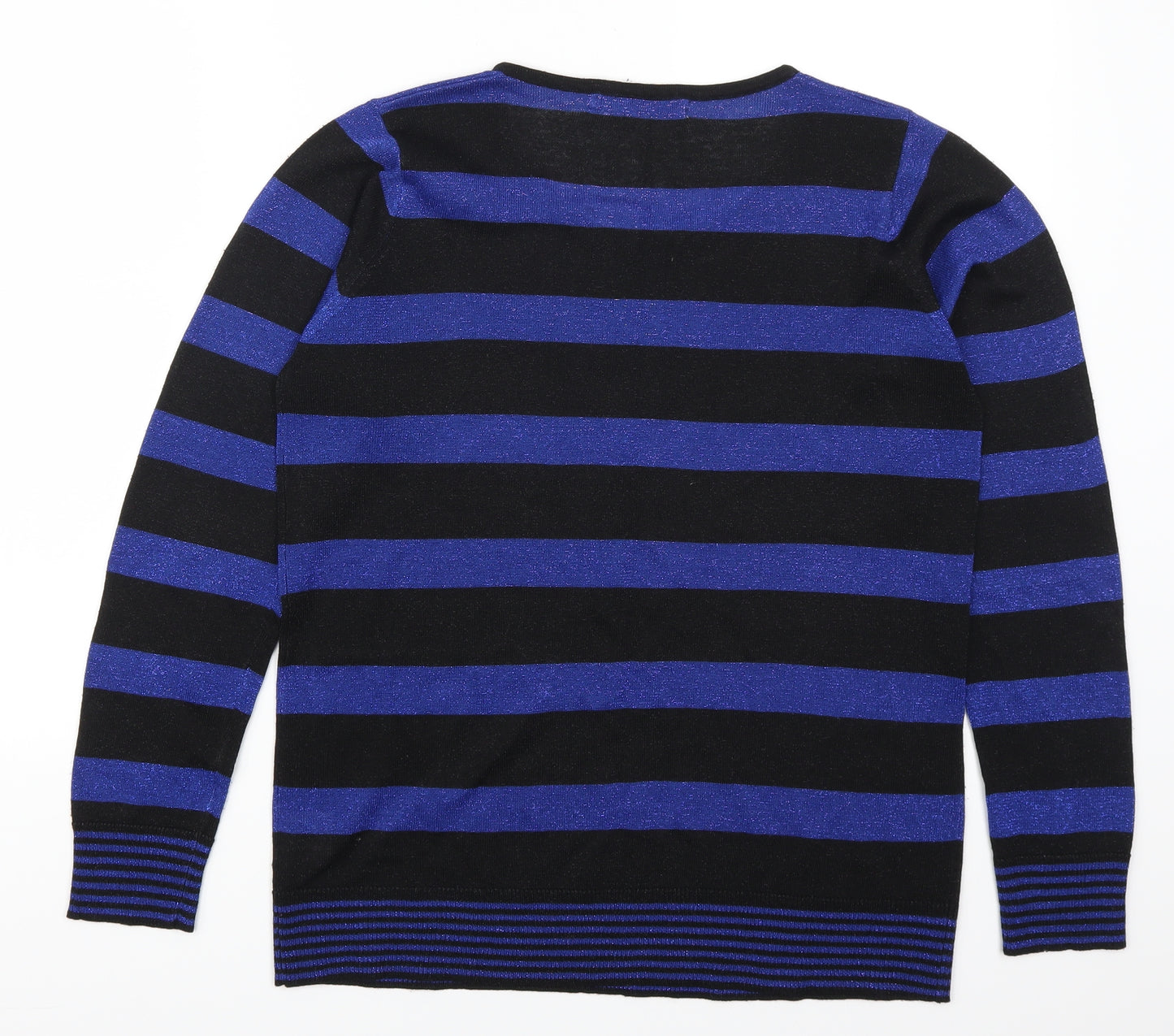 Isle Womens Blue Striped  Pullover Jumper Size 14