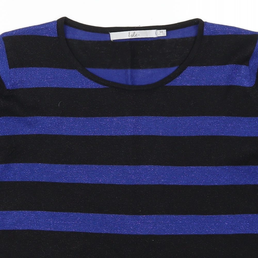 Isle Womens Blue Striped  Pullover Jumper Size 14