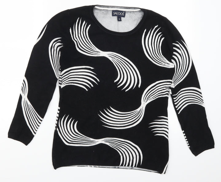 Saloos Womens Black Geometric Pullover Jumper Size S