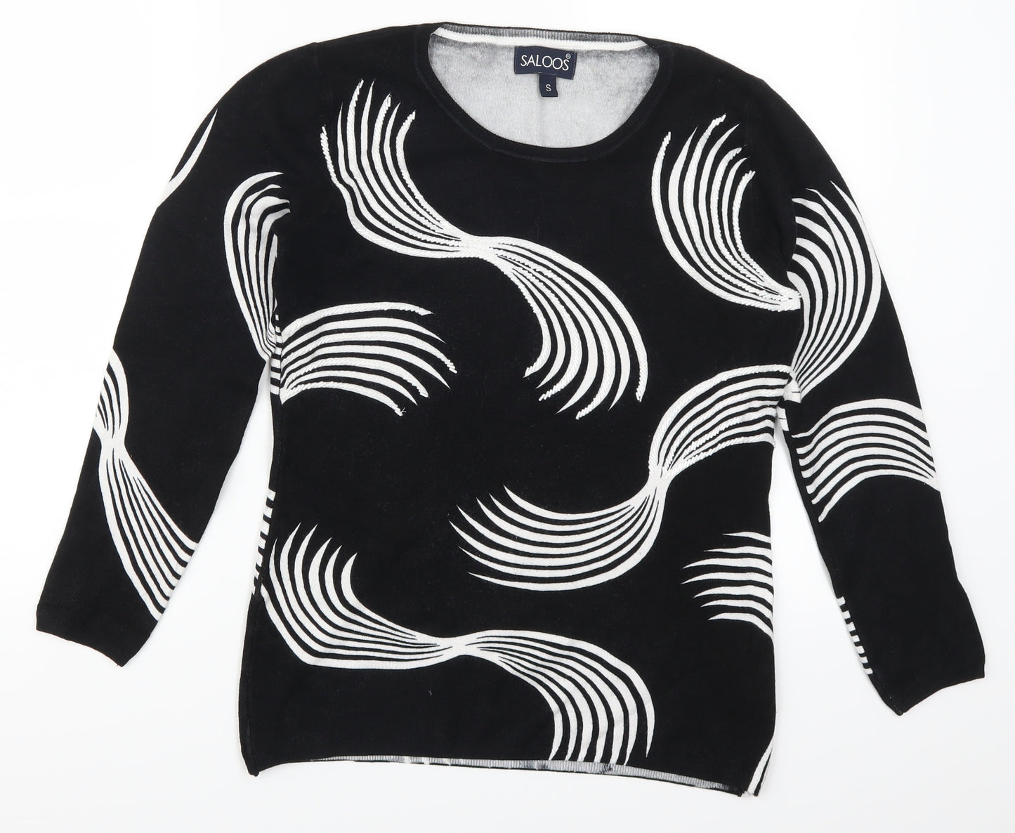 Saloos Womens Black Geometric  Pullover Jumper Size S