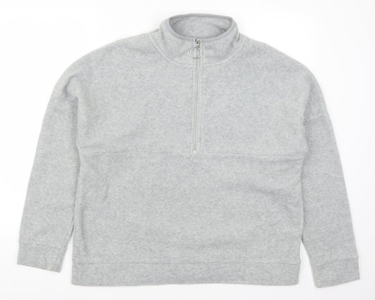 Front view of Primark women’s grey fleece jacket, size UK 12