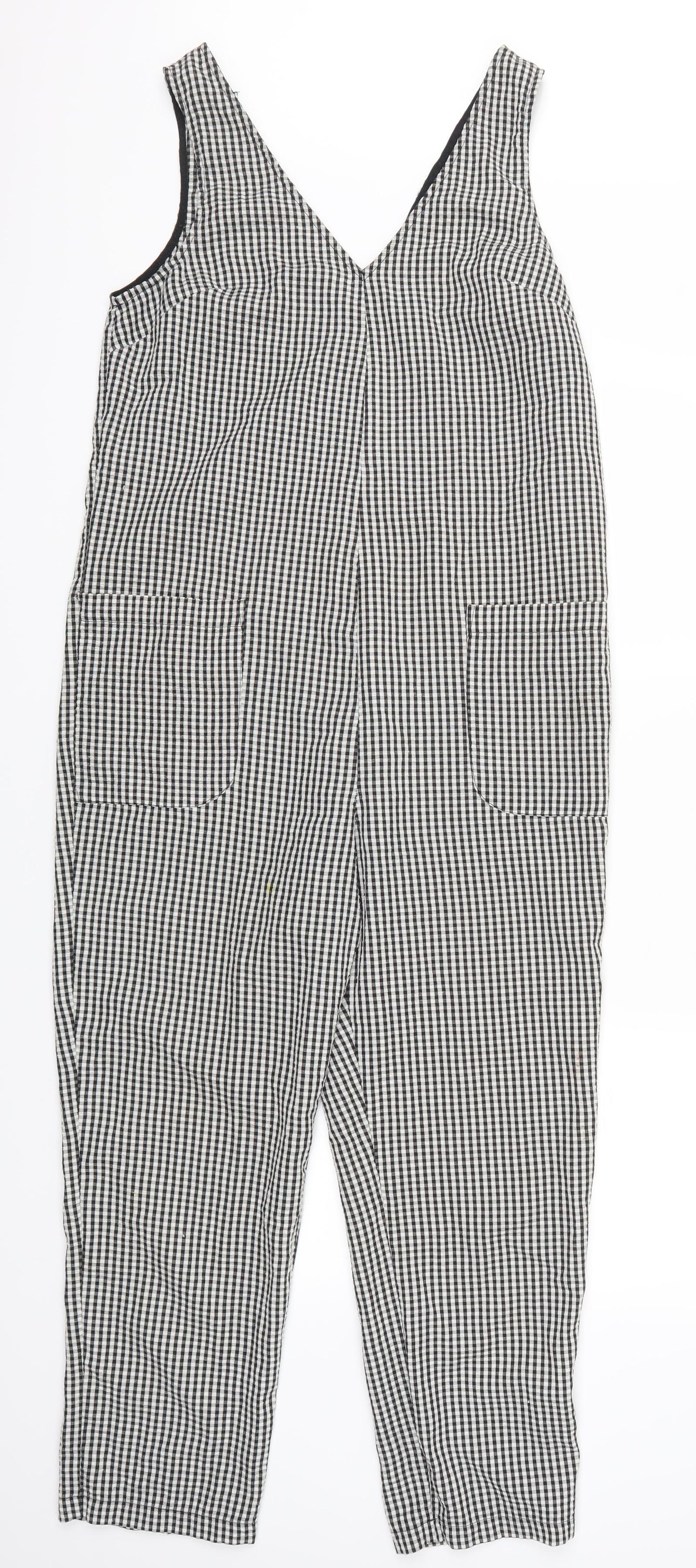 Topshop Womens Grey Check  Jumpsuit One-Piece Size 10 L25 in - Gingham