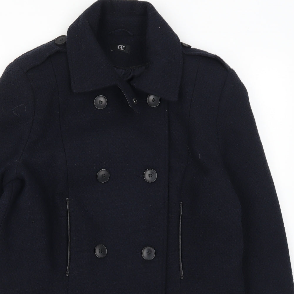 F&F Womens Blue   Overcoat Coat Size 14