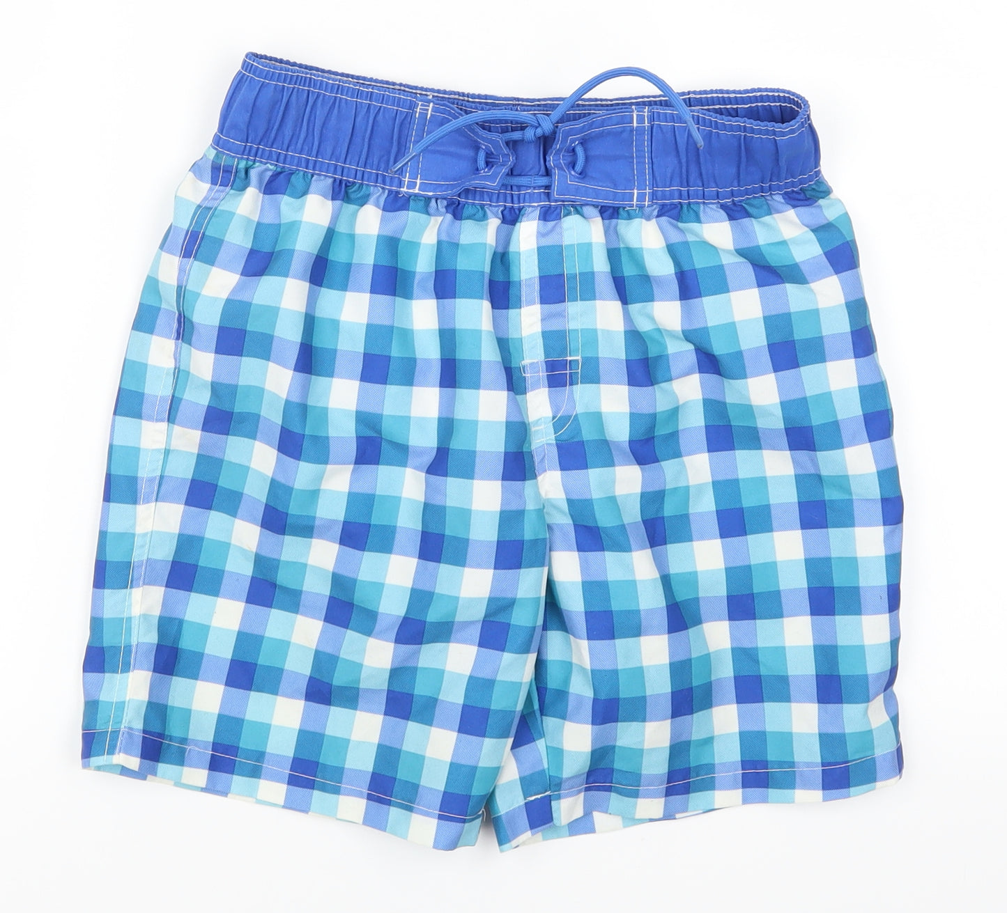 Primark Boys Blue Check  Dungaree Shorts Shorts Size 9-10 Years