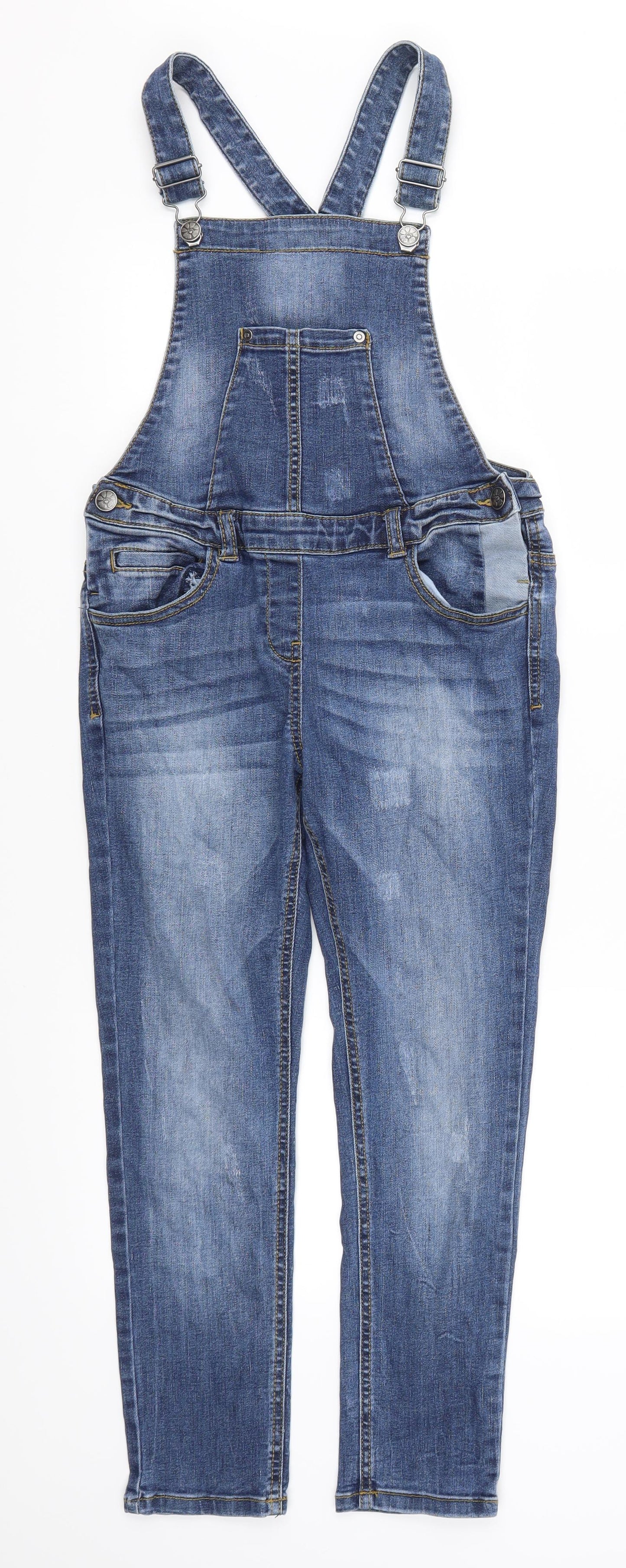 Nutmeg Girls Blue  Denim Dungaree One-Piece Size 9-10 Years