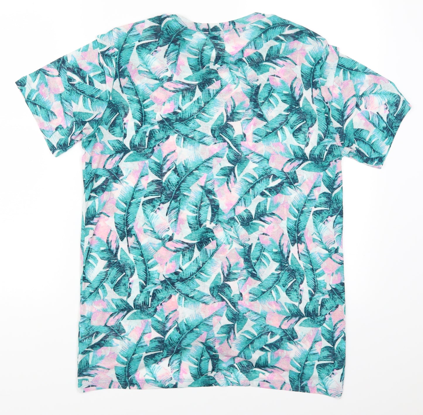 Pep & Co Womens Green Floral  Basic T-Shirt Size 10  - Leaf Print