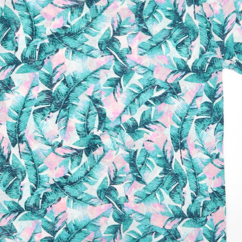 Pep & Co Womens Green Floral  Basic T-Shirt Size 10  - Leaf Print