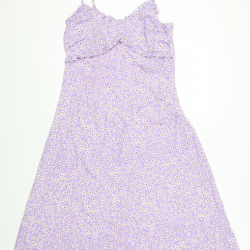 New Look Womens Purple Floral  A-Line  Size 12