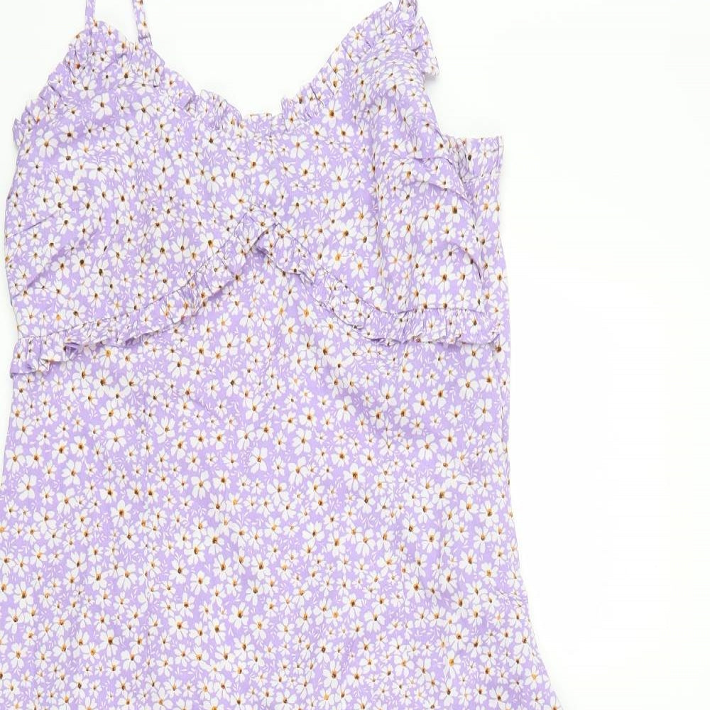 New Look Womens Purple Floral  A-Line  Size 12