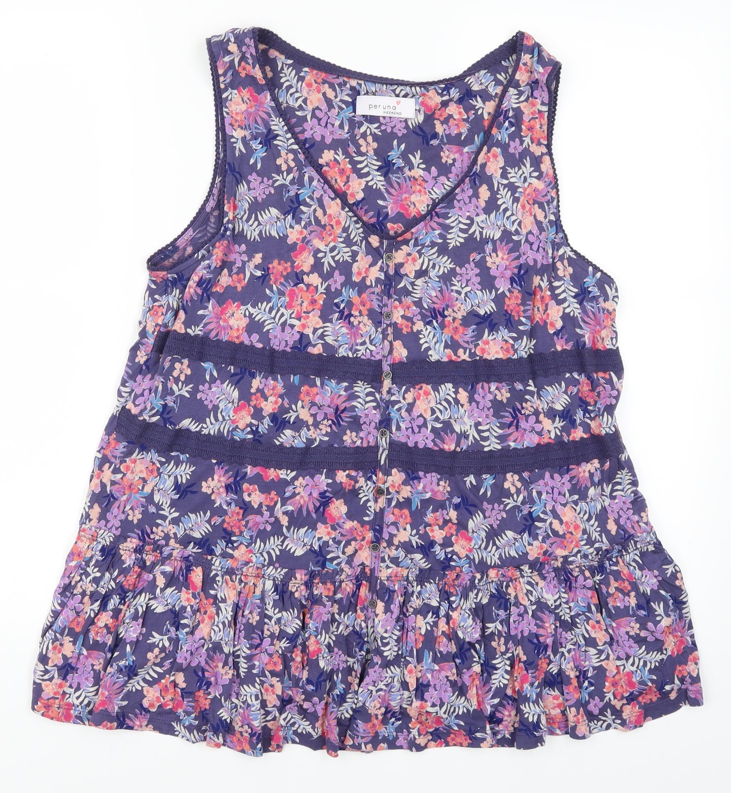 Marks and Spencer Womens Purple Floral  Basic Tank Size 14