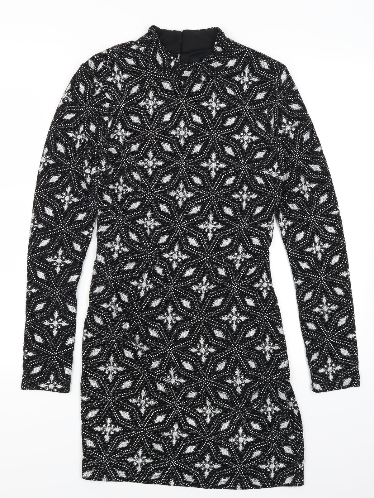 Topshop Womens Black Geometric  Bodycon  Size 10