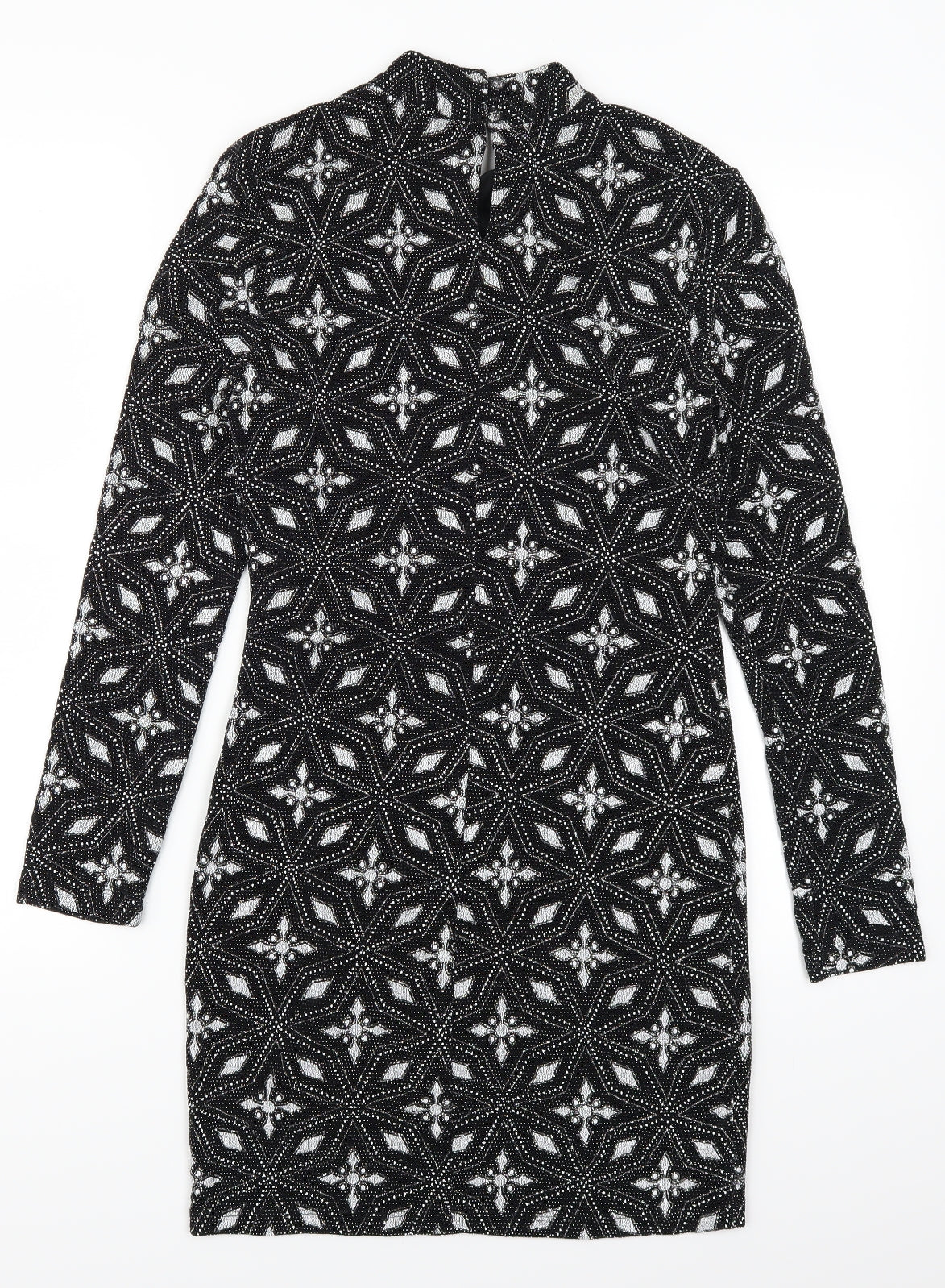 Topshop Womens Black Geometric  Bodycon  Size 10
